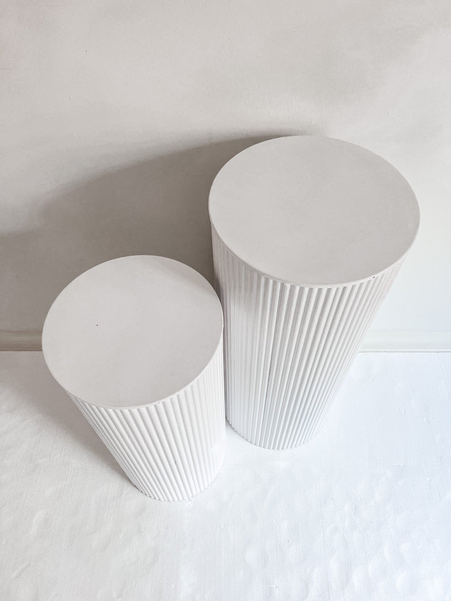 Top view of metal plinths